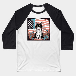 Claws of Liberty: Where Feline Independence Blossoms Baseball T-Shirt